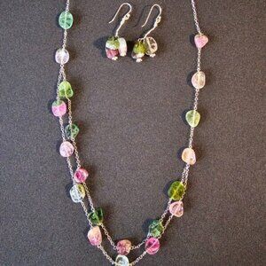 Quartz Agate Necklace and Earrings, Hand Made, Sterling Silver